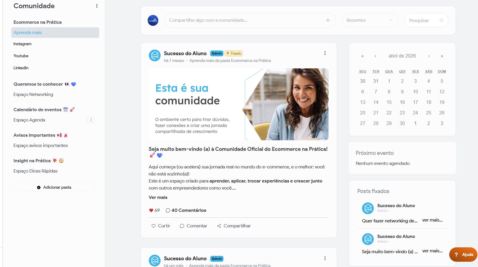 Comunidade integrada — networking e eventos