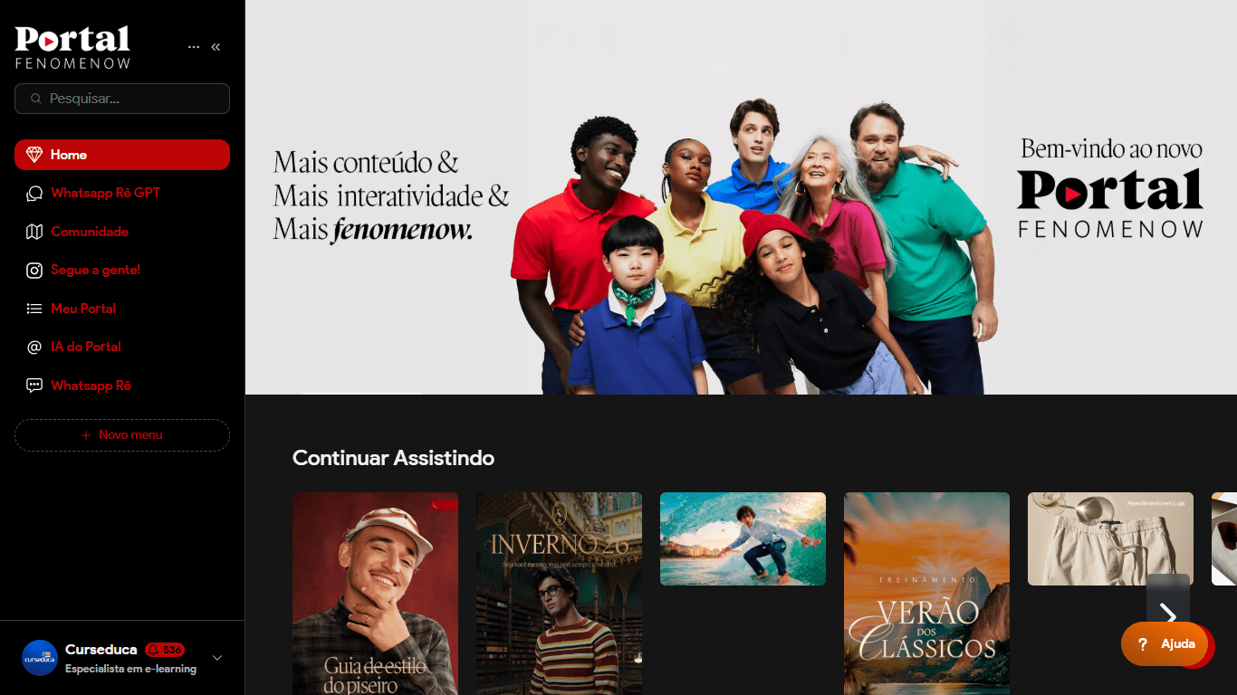 Portal Fenomenow — área de membros da Reserva