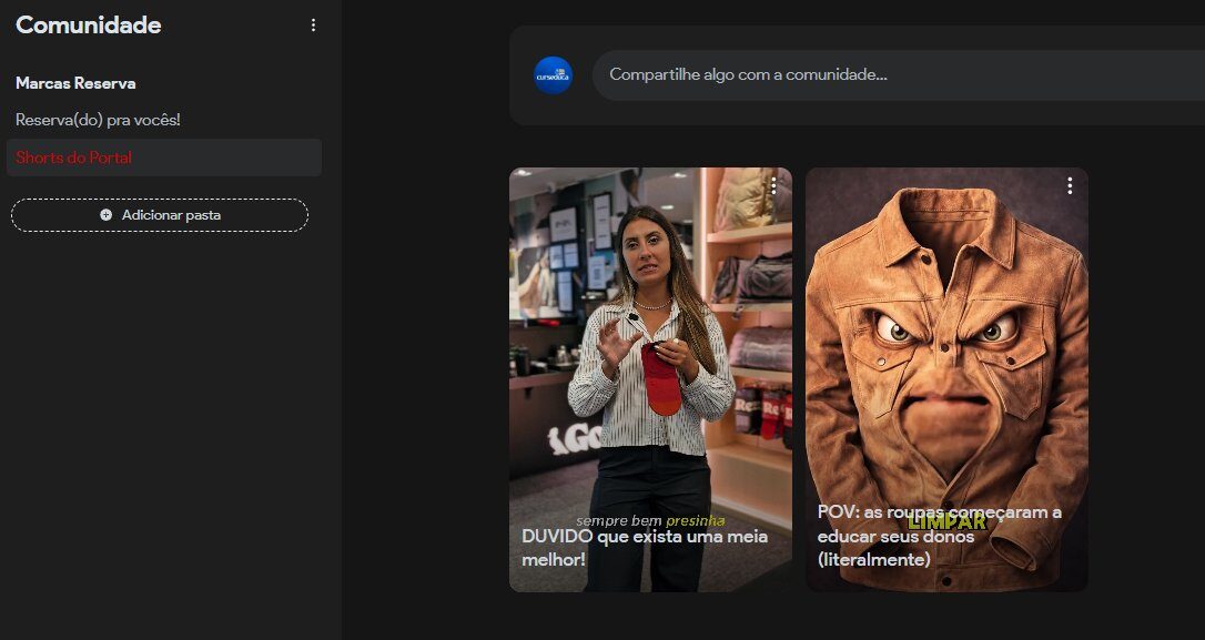Shorts e conteúdo omnichannel da Reserva